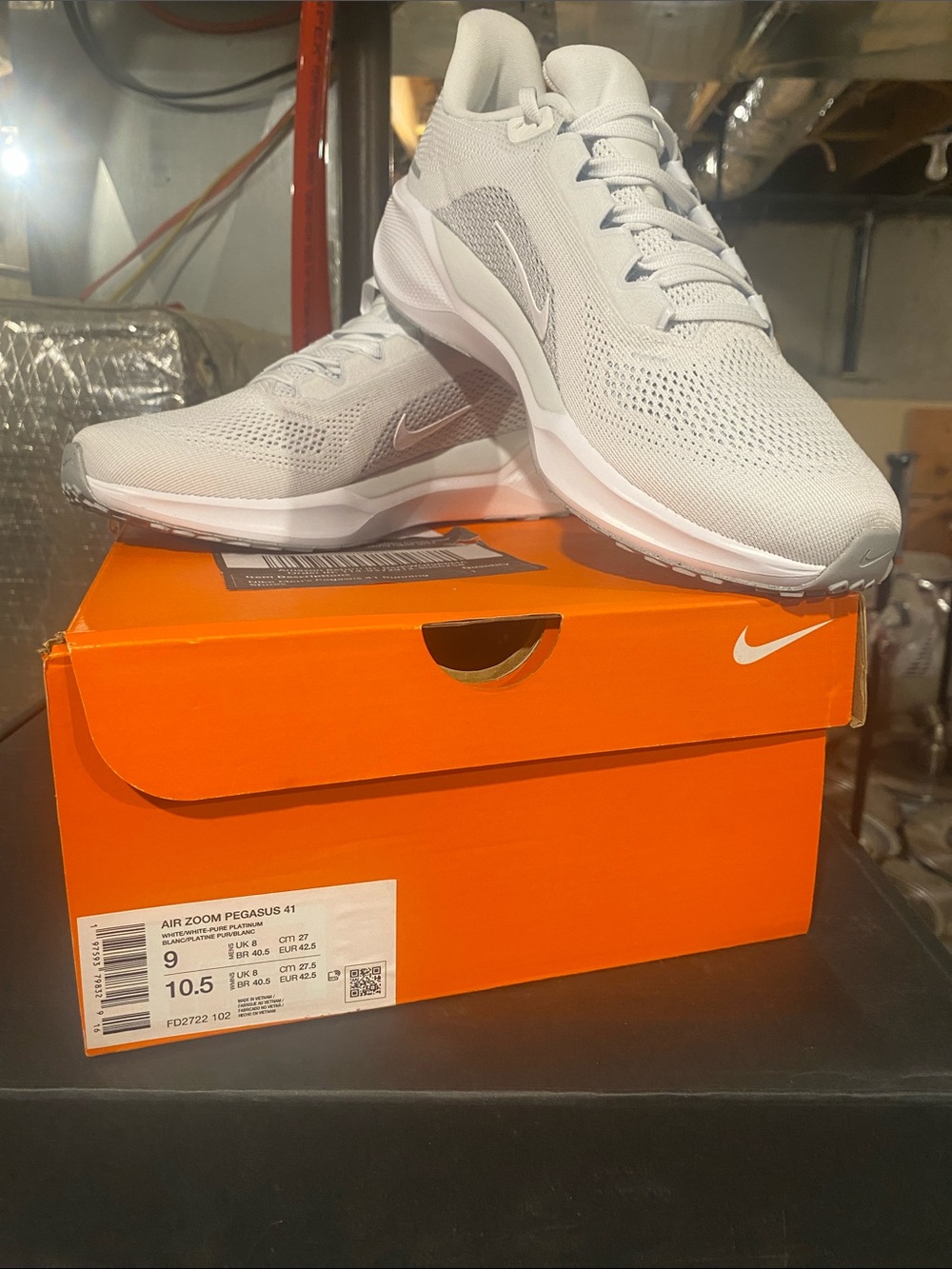 Nike White and Light Gray Air Zoom Pegasus Running Shoes